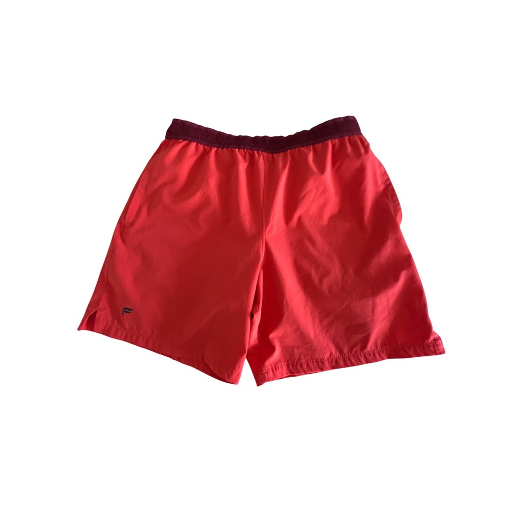 Fabletics Mens Fundamental Athletic Shorts Red Maroon Waist Mesh Liner Size M